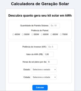 Leia mais sobre o artigo Calculadora Solar Online: simule seu sistema fotovoltaico